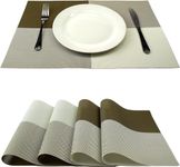 Leeonz Easy to Clean Non-Slip Heat Resistant Dining Table Place Mats,PVC Tap Set Heat Resistant Placemats Stain-Resistant,Washable Kitchen Dinner Table Place Mats(Mahendi Green, Set of 6pcs)