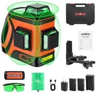 DOVOH High Visibility Laser Level Outdoor: Heavy Duty 3D Laser Level 360 Self Leveling Up To 197ft Long Range 110mw Diodes for Construction Tiling Framing 12 Line Green Beam, H3-360G