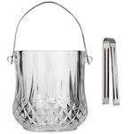 Lily's Home Glass Ice Bucket with Handle and SS Tongs This Beautiful Piece is Ideal for Entertaining and Every Day Use