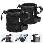 KEMIMOTO Bike Cup Holder, Bike Water Bottle Holder Bicycle Handlebar Drink Holder Mesh Pockets Phone Bag for Cruiser, Mountain Bike, Scooter, Folding, Road Bike,Wheelchair 2 Pack