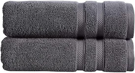 Christy Chroma Bath Towels | Set of 2 | Highly Absorbent Heavyweight 675GSM | Bold and Bright | Soft Velvety Smooth Bathroom Shower Towels | 100% Cotton | Sustainably Made | Ash Grey