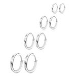 4 Pairs Hoop Earrings for Men 316L Surgical Steel Hoop Earrings 8mm 10mm 12mm 14mm Silver Hoops Earrings Piercings Cartilage Earring Hoop Hypoallergenic Hoop Earrings for Women Men