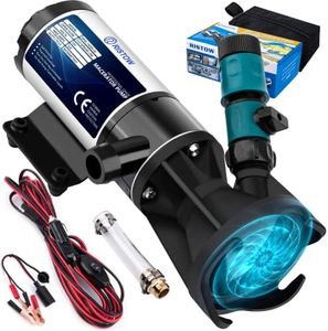 RISTOW RV Macerator Pump 12V, 12GPM RV Waste Water Pump Self-Priming Sewer Pump with Garden Hose Discharge Port, Quick Release Sewage Pump