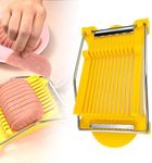 Food Slicer, 2024 Upgrade 14 Lines Multifunction Stainless Steel Egg Slicer, Fast Cutting Cheese Slicer Mushroom Strawberry Slicer Tools, Egg Cutter Chopper for Hard Boiled Eggs Luncheon Meat (Yellow)