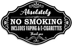 Maoerzai No Smoking Sign for House, No Vaping Sign for Home, Industrial Warning Signs for Office Outdoor Indoor Supplies, Smoke Free Restaurants & Gas Stations Wall Decor Use. (8 X 5 inch, Black - No