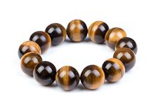 Fashion Month Mens Womens 6-20mm Beads Brown Tiger Eye Beaded Lucky Gemstone Stretch Bracelet Unisex Wrist, 16mm, Stone