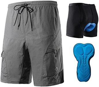 Santic Pantalon Corto Ciclismo Hombre Pantalon Bicicleta Hombre MTB Pantalones Ciclista Acolchado con Calzoncillos Ciclismo con Badana Gris EU L