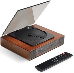THINKYA K10 Bluetooth CD Player for Home, Retro Desktop CD Player with AUX/SPDIF Output for External Speakers, CD/CD-R/MP3 Playback, Remote Control, Wooden Design
