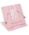 NEAR STOP Cookbook Stand Recipe Book Stand for Kitchen,Book Holders for Reading Hands Free,Portable Book Stand for Desk,Anti-Slip Metal Recipe Book Holder Stand for Textbook (Pink)