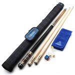 CUESOUL 58" 19oz DS Maple Pool Cue Stick Set with 2 Shaft,13mm Tip, Pack in Hard Cue Case