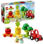 LEGO 10982 DUPLO My First Fruit and Vegetable Tractor Toy, Stacking and Colour Sorting Toys for Babies and Toddlers aged 1 .5-3 Years Old, Educational Early Learning Set