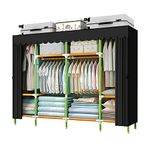 HESMENO Portable Wardrobe Portable Closet Storage Organizer Cloth Closet Colored Rods and Grey Cover Quick and Easy to Assemble, Extra Sturdy, Strong and Durable 200x43x168CM