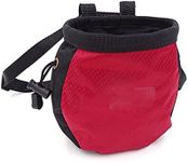 TRADERPLUS Rock Climbing Chalk Bag Bouldering Chalk Bag Bucket with Adjustable Belt & Carabiner Drawstring & Zippered Pockets for Rock Climbing Weightlifting Powerlifting (Red)