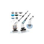 Electric Spin Scrubber, Cordless Cleaning Brush, Shower Scrubber with 7 Replaceable Brush, 3 Adjustable Size, 2 Speeds for Bathroom Shower Bathtub Glass Car(White)