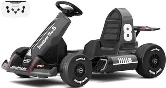 GLAF Electric Go Kart for Kids 12V Battery Powered Pedal Go Kart for Toddler 3+ Years Drifting Kart Outdoor Race Toy for Boys Girls with Adjustable Seat Remote Control LED Lights&Music （Black）