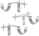 3 Pack Curtain Rod Bracket No Drill Curtain Rod Holder Heavy Duty Curtain Rod Hooks for 1 to 1 1/5 inch Drapes Rod, Curtain Rod Hangers Bracket Tap Right Into Window Frame, Silver