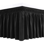 Biscaynebay Wrap Around Bed Skirts for Full & Full XL Beds with Extra Long Drop of 25", Black Adjustable Elastic Dust Ruffles Easy Fit Wrinkle Resistant Silky Luxurious Fabric Machine Washable