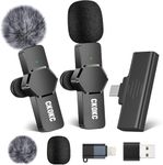 CKOKC Wireless Lavalier Microphone for iPhone - Android Computer, Mini Microphone with Windscreens & Pop Filters for Live Streaming, Video Recording, Interviews, YouTube, TikTok, Vlog