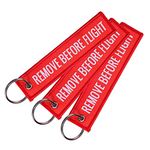 OYSTERBOY Remove Before Flight Patch Keychain Double-side Red 3Pcs