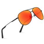 wearPro Polarised-Sunglasses-Mens-Womens-Pilot Sunglasses Unisex UV400 Protection Polarized Sun Glasses Black Sunglasses Unisex Classic Vintage Style Ultralight Shades For Driving (Orange)