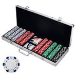Trademark Poker Poker Chip Set for Texas Hold’em, Blackjack, Gambling with Carrying Case, Cards, Buttons and 500 Dice Style 11.5 Gram Casino Chips, 500 Piece Set