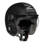 Royal Enfield Open Face MLG Helmet |Made Like a Gun | with Clear Visor | Impact Protection | High Density EPS | ISI and DOT Certified | Micrometric Lock MATT Black (L) 60 CM