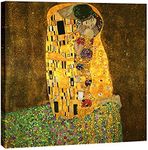 Wieco Art - Extra Large The Kiss by Gustav Klimt Famous Oil Paintings Reproductions Stretched and Framed Modern Giclee Canvas Prints Artwork Pictures on Canvas Wall Art Ready to Hang for Home Decor XL