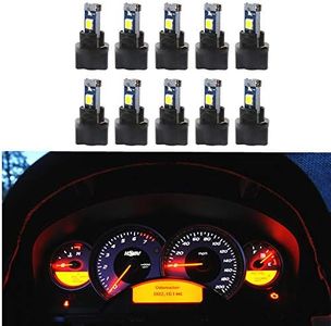 WLJH 10 Pack White Canbus T5 Led Bulb 2721 37 74 Wedge Lamp PC74 Twist Sockets Dash Dashboard Lights Instrument Panel Cluster Leds Car Replacement