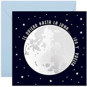 Central 23 Tarjeta de aniversario divertida - “TE QUIERO HASTA LA LUNA, IDA Y VUELTA” - Tarjeta de aniversario de bodas para esposo o esposa - Novio novia padres - Para San Valentin