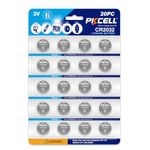 PKCELL CR2032 Lithium Battery 20-Pack CR2032 Battery 2032 Lithium Battery 2032 Batteries 5-Year Shelf, Long Lasting Power, Mercury-Free