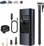 Juflix Air Compressor Portable Air Compressor Mini Tyre Inflator,Cordless Electric Bike Pump with Digital LCD Display and LED Light,6000mAh USB Rechargeable,for Car,Ball and Other Inflatables