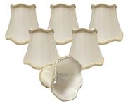 Royal Designs, Inc CSO-1028-5EG-6 Royal Designs Chandelier Lamp Shades-3" x 5" x 4.5"-Scalloped Bell-Eggshell-Clip-On-Set of 6