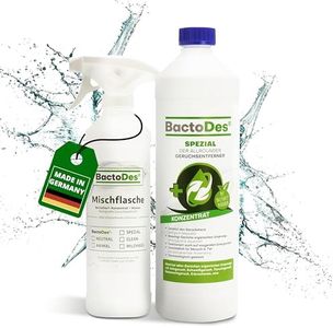 BactoDes - Neutralizador de olores Especial 1L Concentrado con Botella mezcladora en Spray - Limpiador enzimático Universal con Efecto biomicrobiano - Eliminador de olores de Todo Tipo