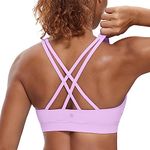 CRZ YOGA Women's Fitness Workout Yoga Bra Strappy Sports Bras Lilac Medium