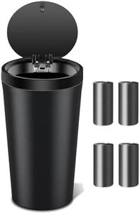 Car Trash Bin, Trash Can with Lid, Car Garbage Bins, Leakproof Portable Auto Cup Holder, Garbage Organizer Trash Can for Auto, Home, Office, Desktop (Black)