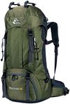 60L Waterproof Ultra Lightweight Packable Climbing Fishing Traveling Backpack Hiking Daypack,Backpack,Handy Foldable Camping Outdoor Backpack Bag with a Rain Cover (army green)