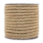 tenn well 8mm Thick Jute Rope, 52 Feet Braided Garden Rope Strong Jute Twine String for Home Decorative, Crafts and DIY Cat Scratch Post (Brown)