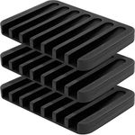 Spatlus Silicone Soap Dish Waterfall Pack of 3 Soap Saver Soap Tray Soap Holder Drainer for Shower/Bathroom/Kitchen/Counter Top, Keep Soap Bars Dry & Clean,Easy Cleaning, Flexible (Pack 3 Black)