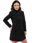 CHKOKKO Winter Wear Single Breasted Cheked Long Coat for Women Black M