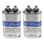 2 Pack 7.5 uF ±6% 10 MFD 370V/440V CBB65 Oval Run Start Capacitor for AC Motor Run or for Fan Motor Condenser Straight Cool Heat Pump Air Conditioner