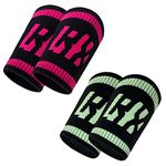 LYFT-RX Wrist Sweatbands for Weightlifting, Gym, Cross Training, Weight Lift, Sports, 4.5 inch, Sweat Wicking Elastic Fit Wrist Bands, Men&Women, 2 Pairs - Pink/Mint Small