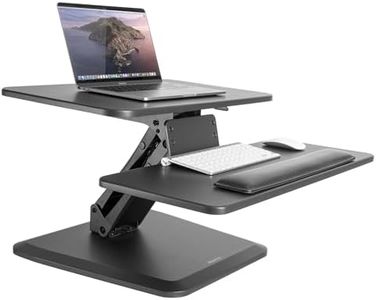 Mount-It! Compact Standing Desk Converter, Tabletop Stand Up Desk Riser, Height Adjusts from 5" to 17", Top Platform 23.6" Wide, Keyboard Tray 26.7", Gas Spring Small Desk Topper Sit Stand in Black