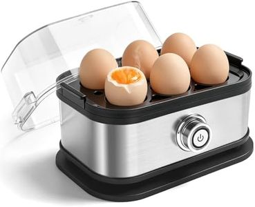 Aotto Electric Egg Cooker for Hard Boiled Eggs 6-Egg - Soft, Medium, Hard-Boiled Egg Cooker, Boiler & Steamer with Auto Shut-Off, Fast Boil, Stainless Steel Heating Plate, Family Breakfast Maker