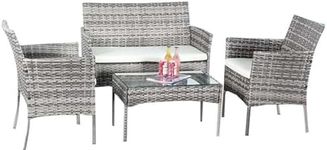 COSMO BUY 4 Piece Rattan Garden Fur
