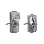 Schlage FE595 CAM 626 Acc Camelot Keypad Entry with Flex-Lock and Accent Levers, Brushed Chrome