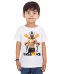 F Fire T Shirt For Boys Kid And Girl Gaming Regular Fit Tshirt (11-12 Years) White