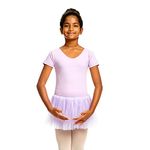 IKAANYA Girls Short Sleeve Leotard Dress - Ideal for Ballet, Dance, Performance, Stage wear, Party, Dress up Ages (3-12) (Lavender, 4-5 Years)