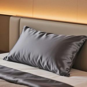 Muama Seidenkissenbezug 40x80cm für Haar und Haut mit verstecktem Reißverschluss, Kissenbezüge aus Seide Kissenbezug 40x80 Kopfkissenbezug Silk Pillowcase, 1 Stück (Anthrazit)