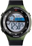 V2A Men's Digital 5ATM Waterproof Sports Watch with Backlight Alarm Stopwatch (Green)