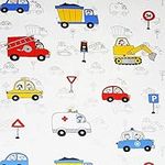 Kids City Traffic White Metallic Wallpaper Trucks Cars Fire Engine Police Y�L